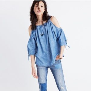 Madewell cold shoulder chambray top